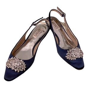 Badgley Mischka Page satin jeweled sling backs (sz 7)